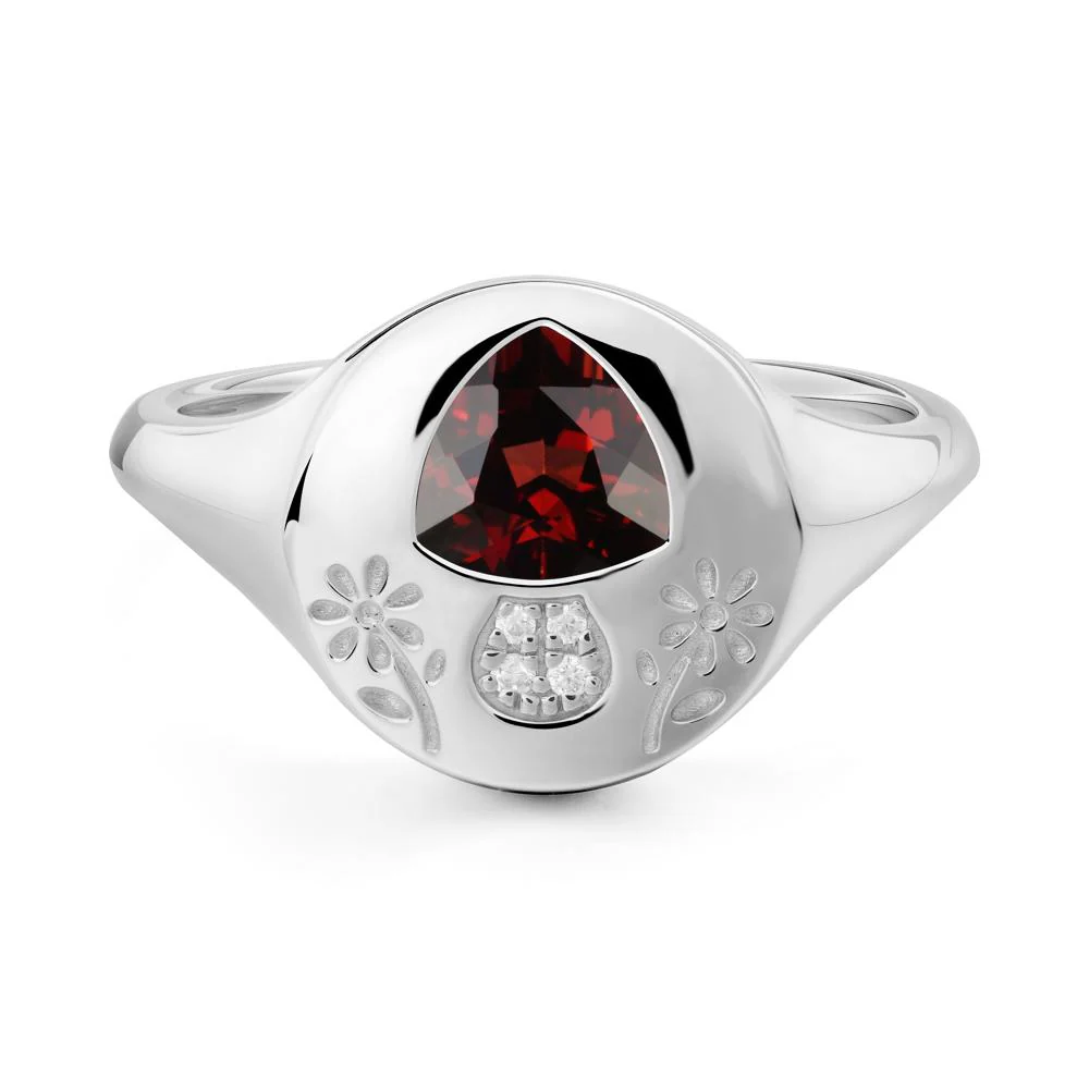 Signet Trillion Cut Garnet Ring - Image 6