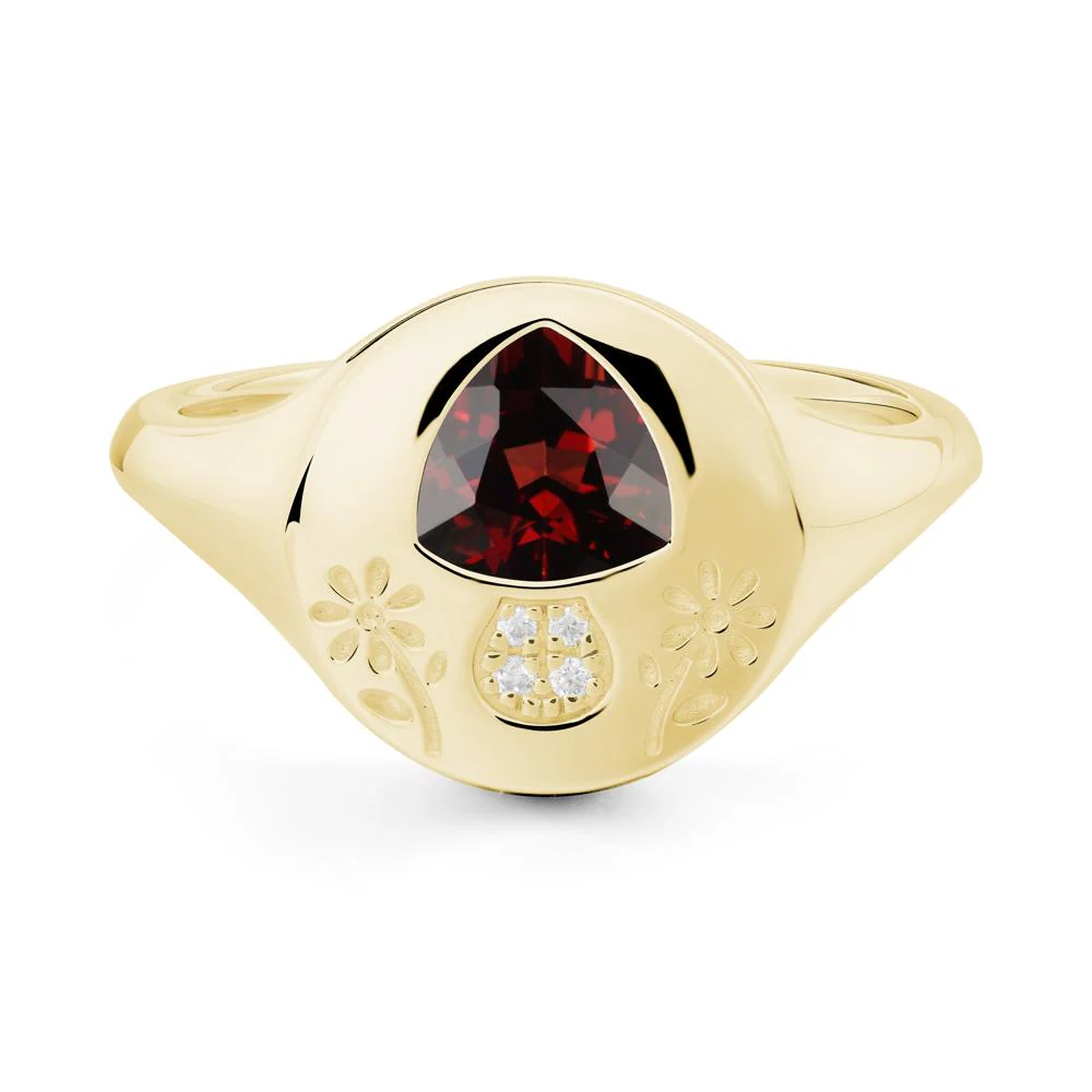 Signet Trillion Cut Garnet Ring - Image 7