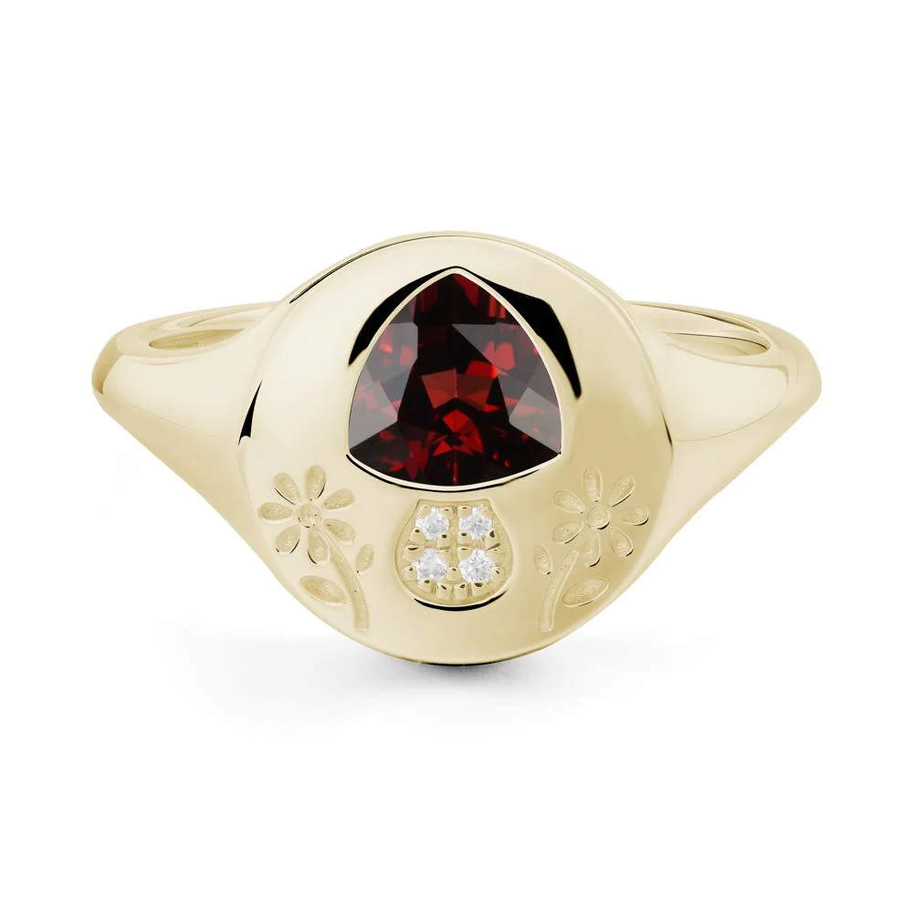 Signet Trillion Cut Garnet Ring - Image 8