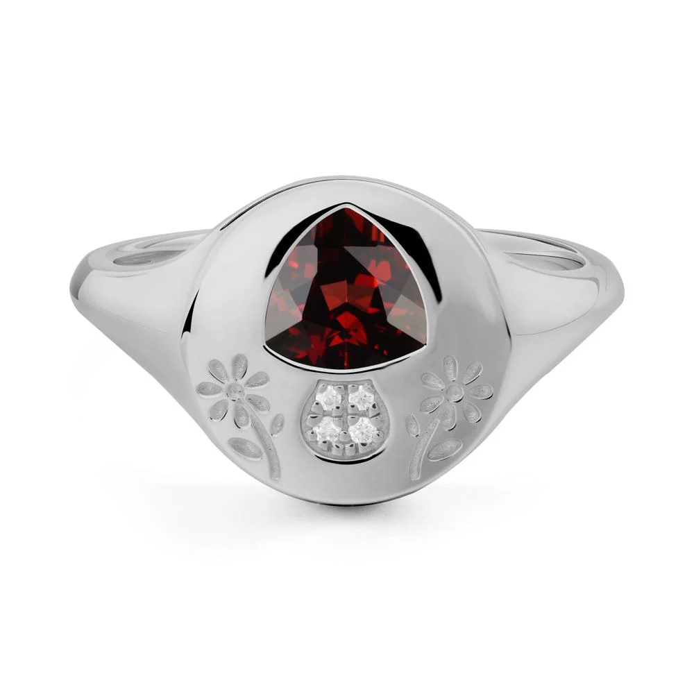 Signet Trillion Cut Garnet Ring - Image 9