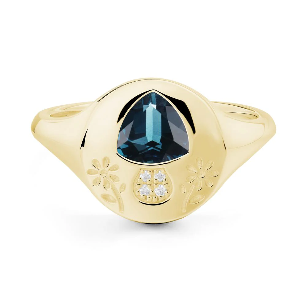 Signet Trillion Cut London Blue Topaz Ring - Image 9