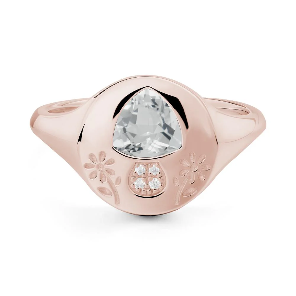Signet Trillion Cut White Topaz Ring - Image 3