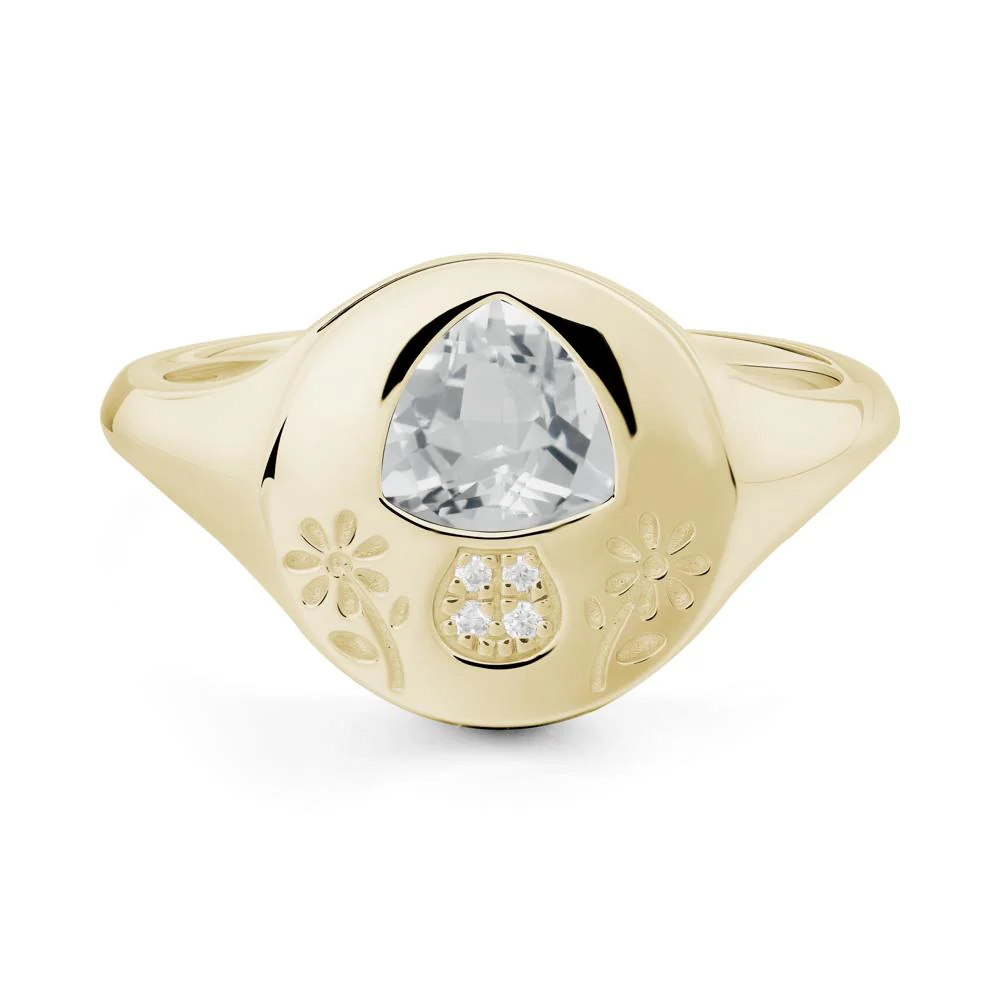 Signet Trillion Cut White Topaz Ring - Image 8