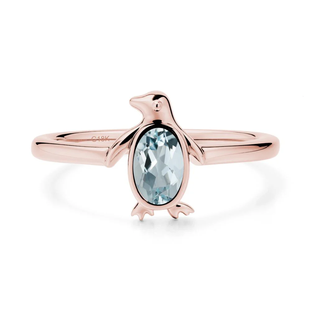 Simple Bezel Setting Oval Aquamarine Ring - Image 4
