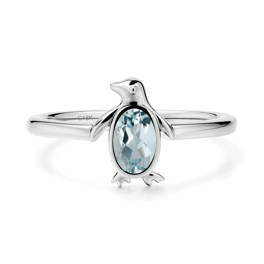 Simple Bezel Setting Oval Aquamarine Ring - Image 5