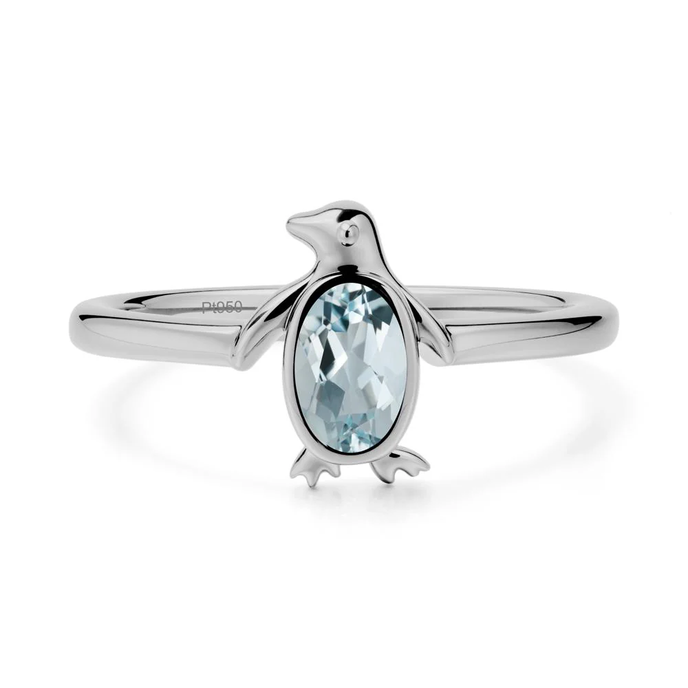 Simple Bezel Setting Oval Aquamarine Ring - Image 8