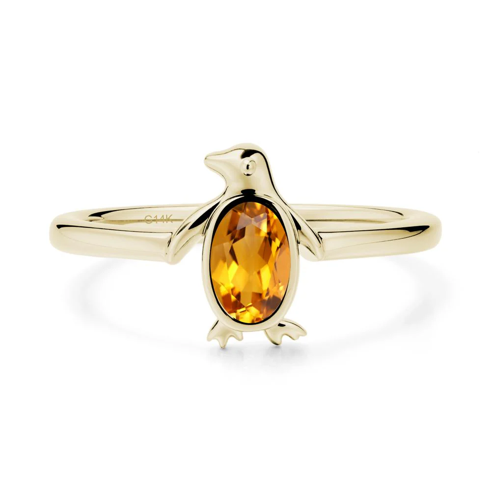 Simple Bezel Setting Oval Citrine Ring - Image 3