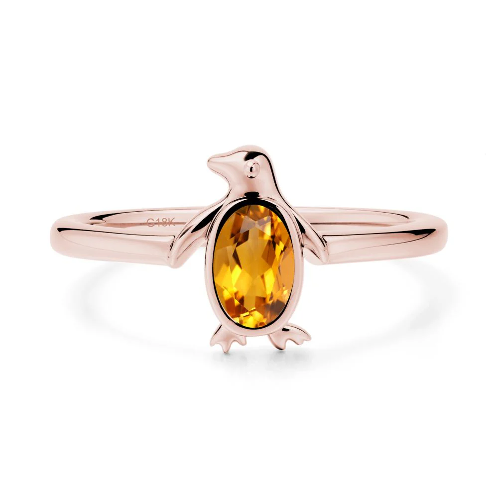 Simple Bezel Setting Oval Citrine Ring - Image 4