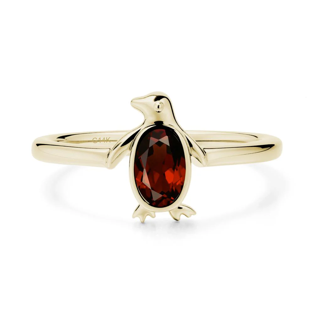 Simple Bezel Setting Oval Garnet Ring - Image 4