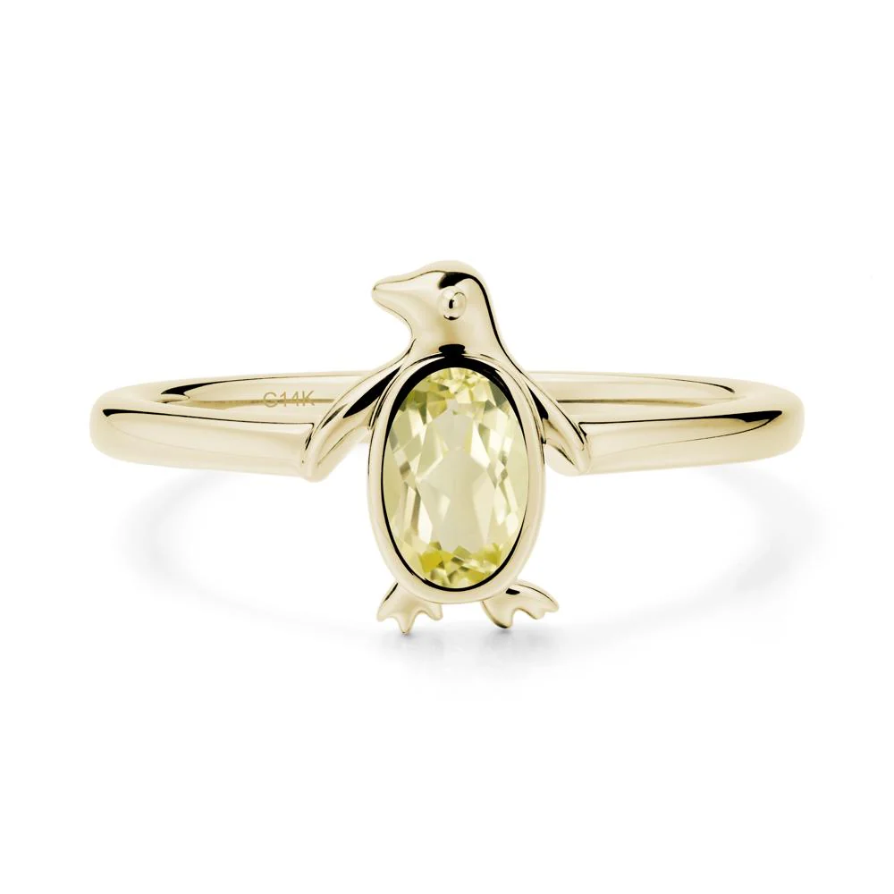 Simple Bezel Setting Oval Lemon Quartz Ring - Image 3