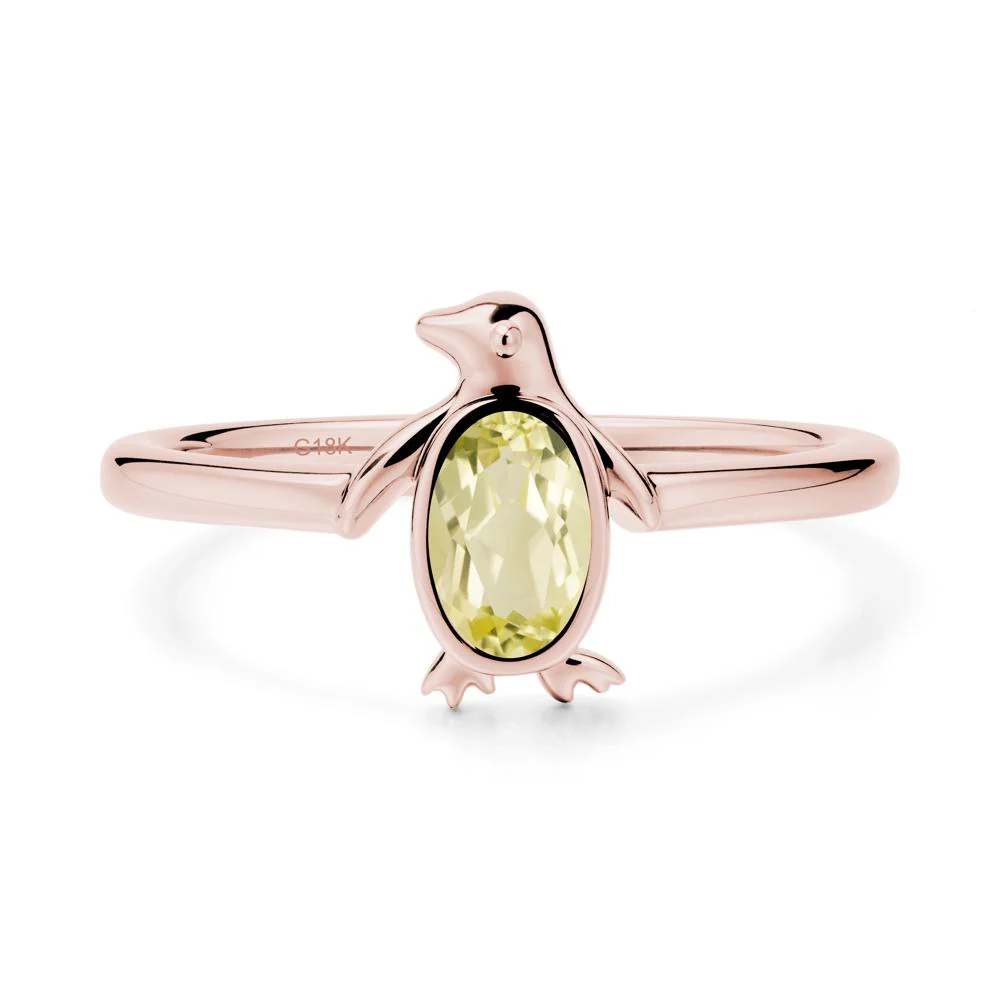 Simple Bezel Setting Oval Lemon Quartz Ring - Image 4