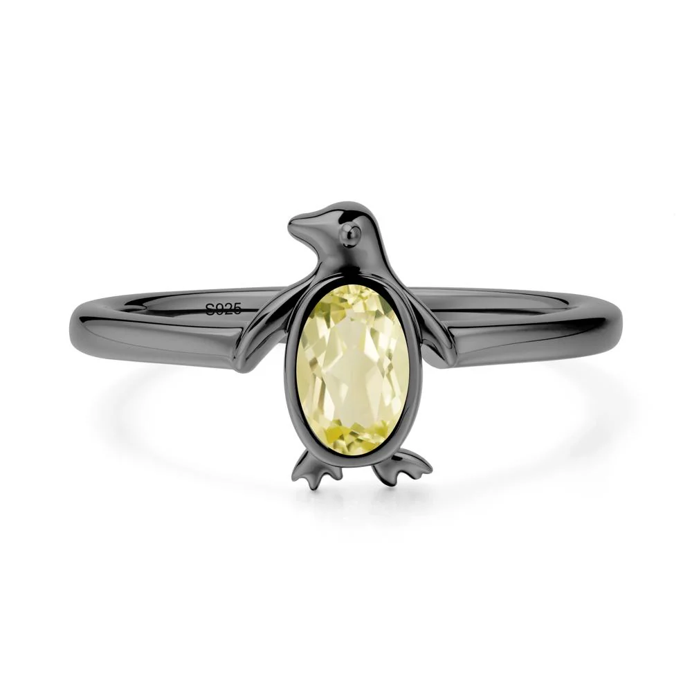 Simple Bezel Setting Oval Lemon Quartz Ring - Image 7