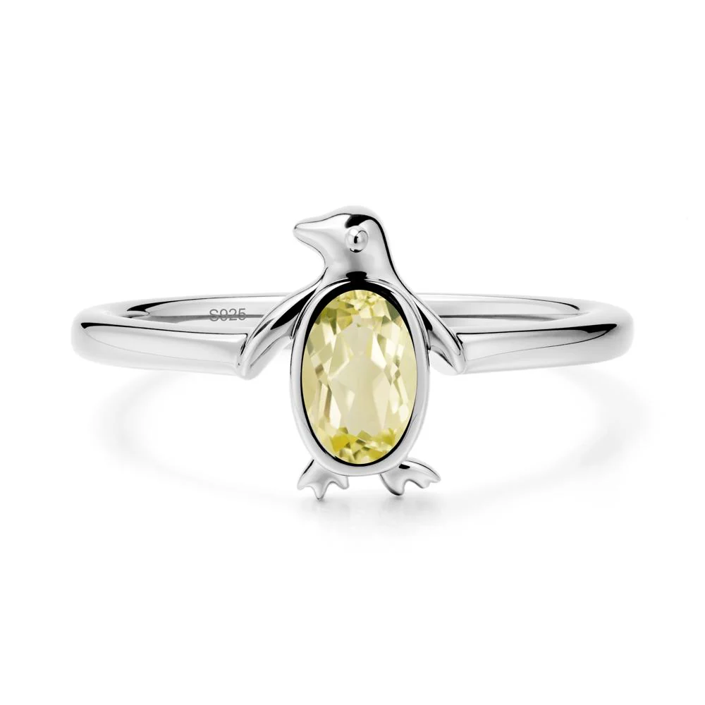 Simple Bezel Setting Oval Lemon Quartz Ring - Image 9