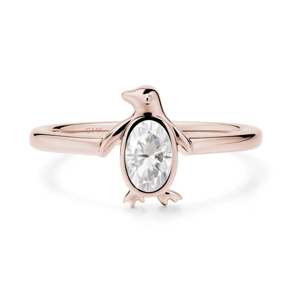Simple Bezel Setting Oval Moissanite Ring
