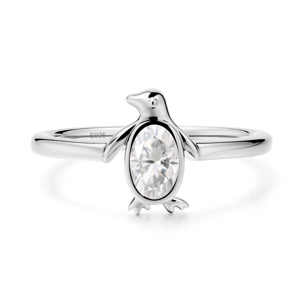 Simple Bezel Setting Oval Moissanite Ring - Image 9