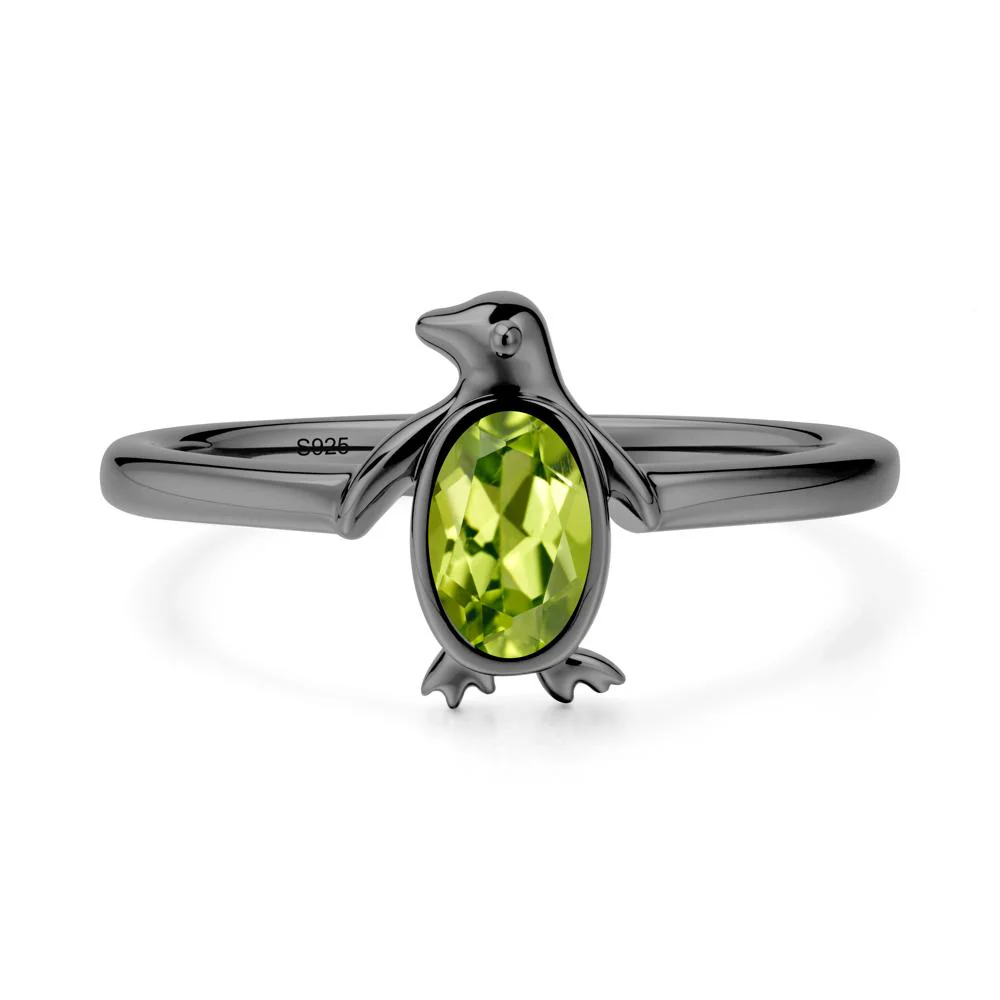 Simple Bezel Setting Oval Peridot Ring