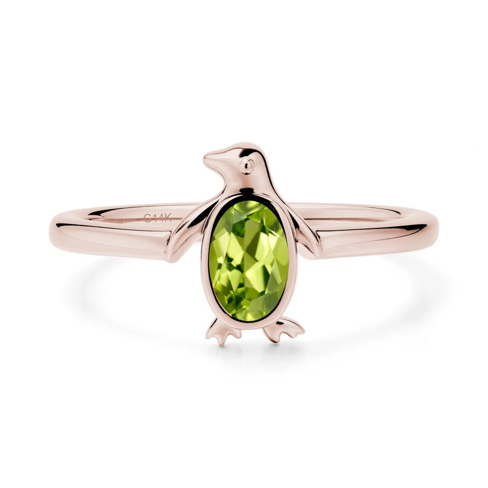 Simple Bezel Setting Oval Peridot Ring - Image 2