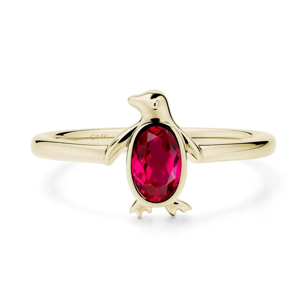 Simple Bezel Setting Oval Ruby Ring - Image 4