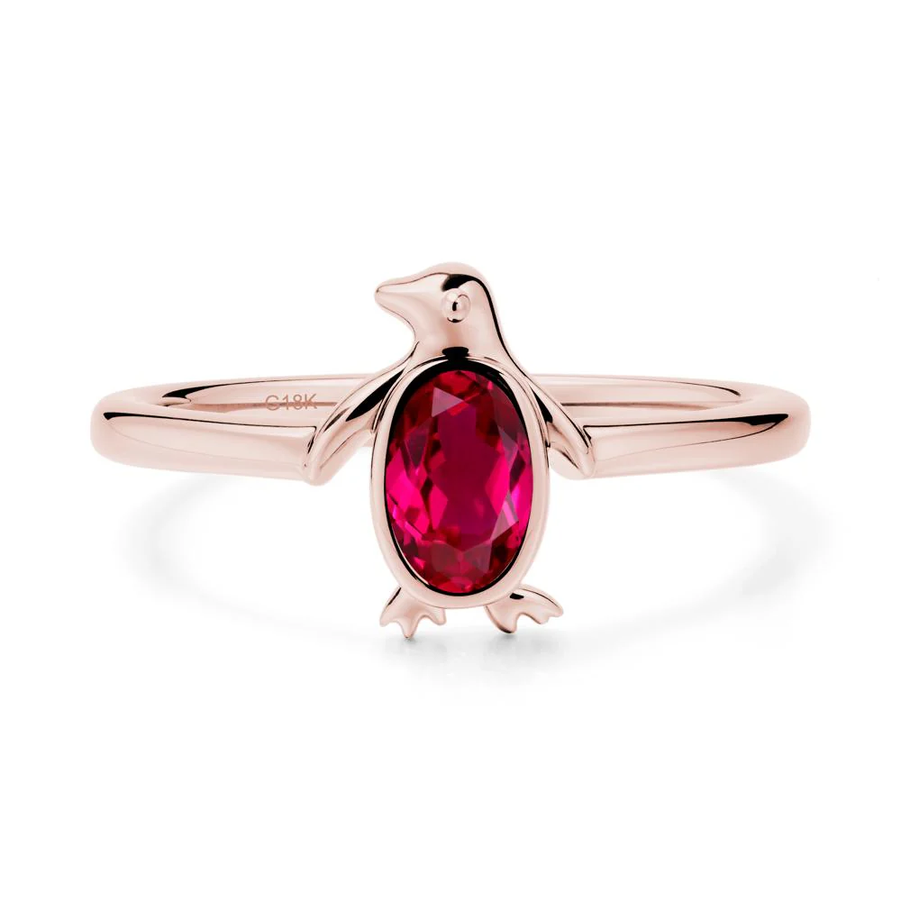 Simple Bezel Setting Oval Ruby Ring - Image 5