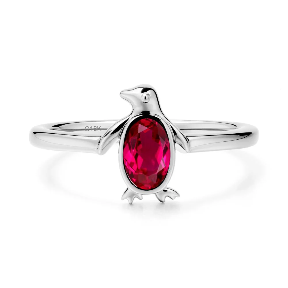 Simple Bezel Setting Oval Ruby Ring - Image 6