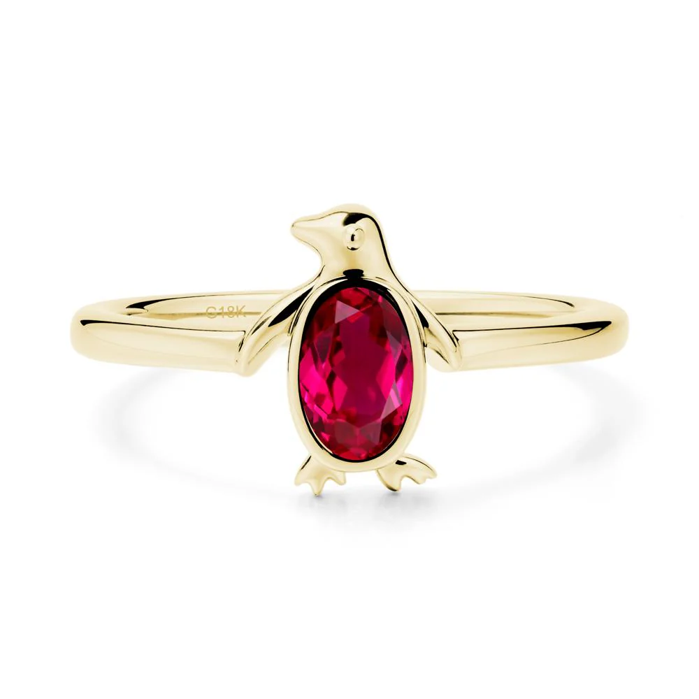 Simple Bezel Setting Oval Ruby Ring - Image 7
