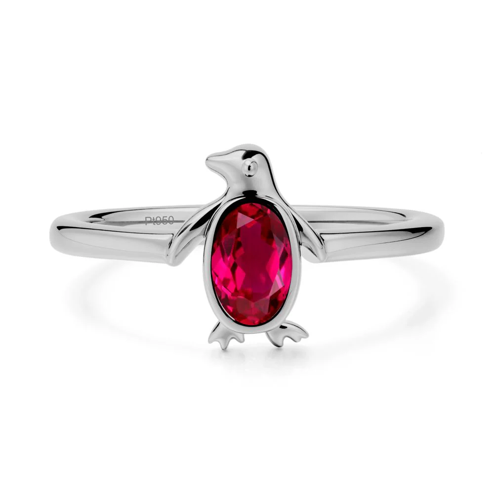 Simple Bezel Setting Oval Ruby Ring - Image 8