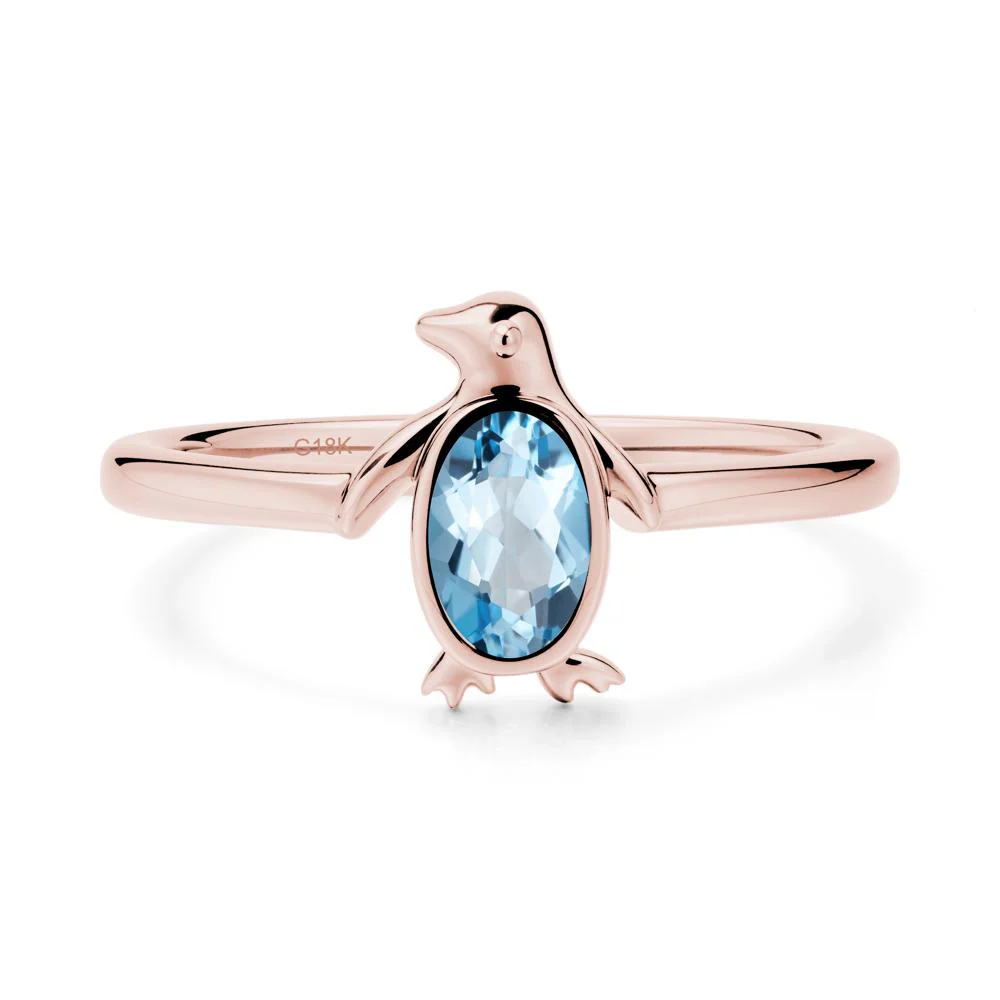 Simple Bezel Setting Oval Swiss Blue Topaz Ring - Image 4