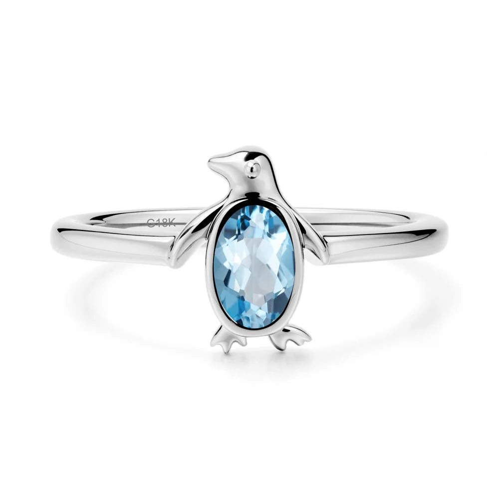 Simple Bezel Setting Oval Swiss Blue Topaz Ring - Image 5