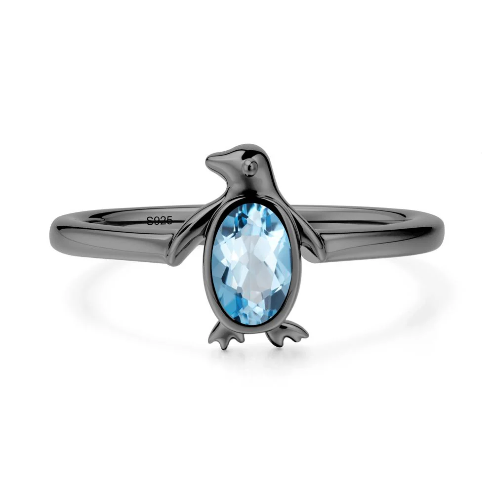 Simple Bezel Setting Oval Swiss Blue Topaz Ring - Image 7