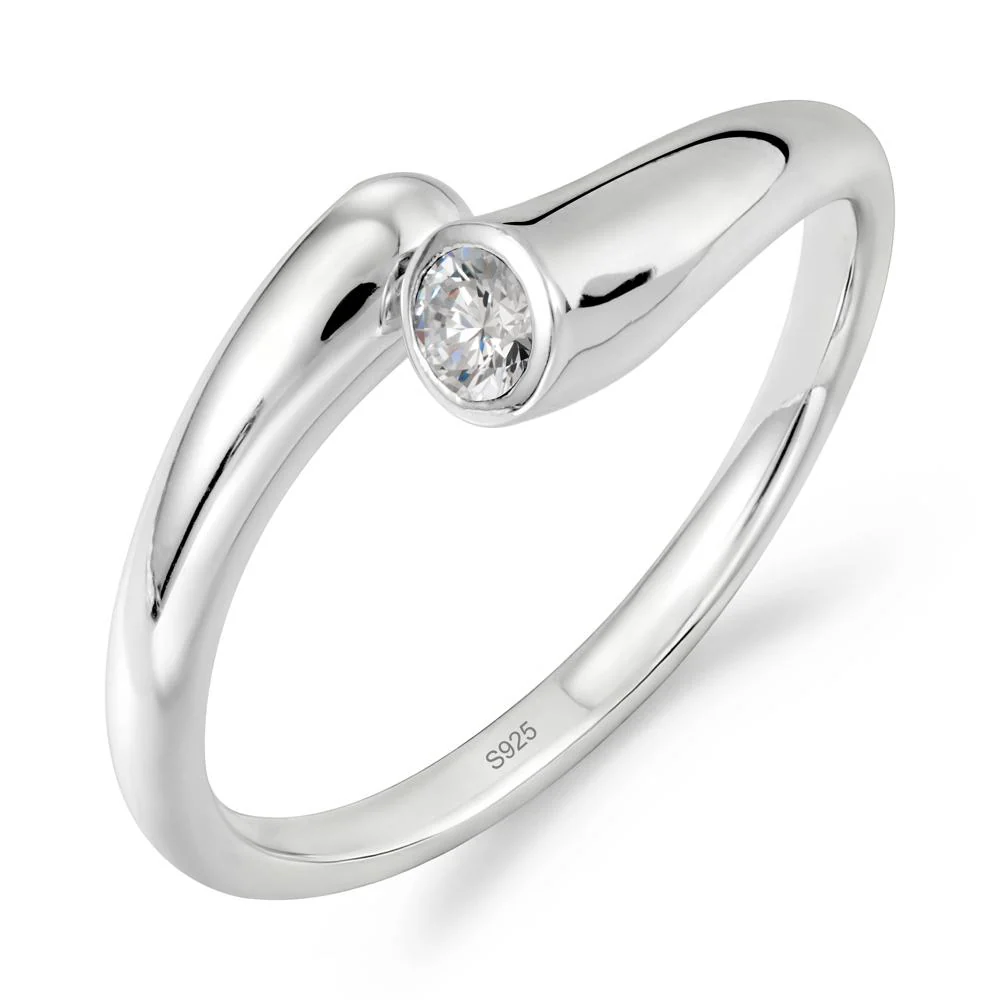 Simple Bypass Cubic Zirconia Ring - Image 9