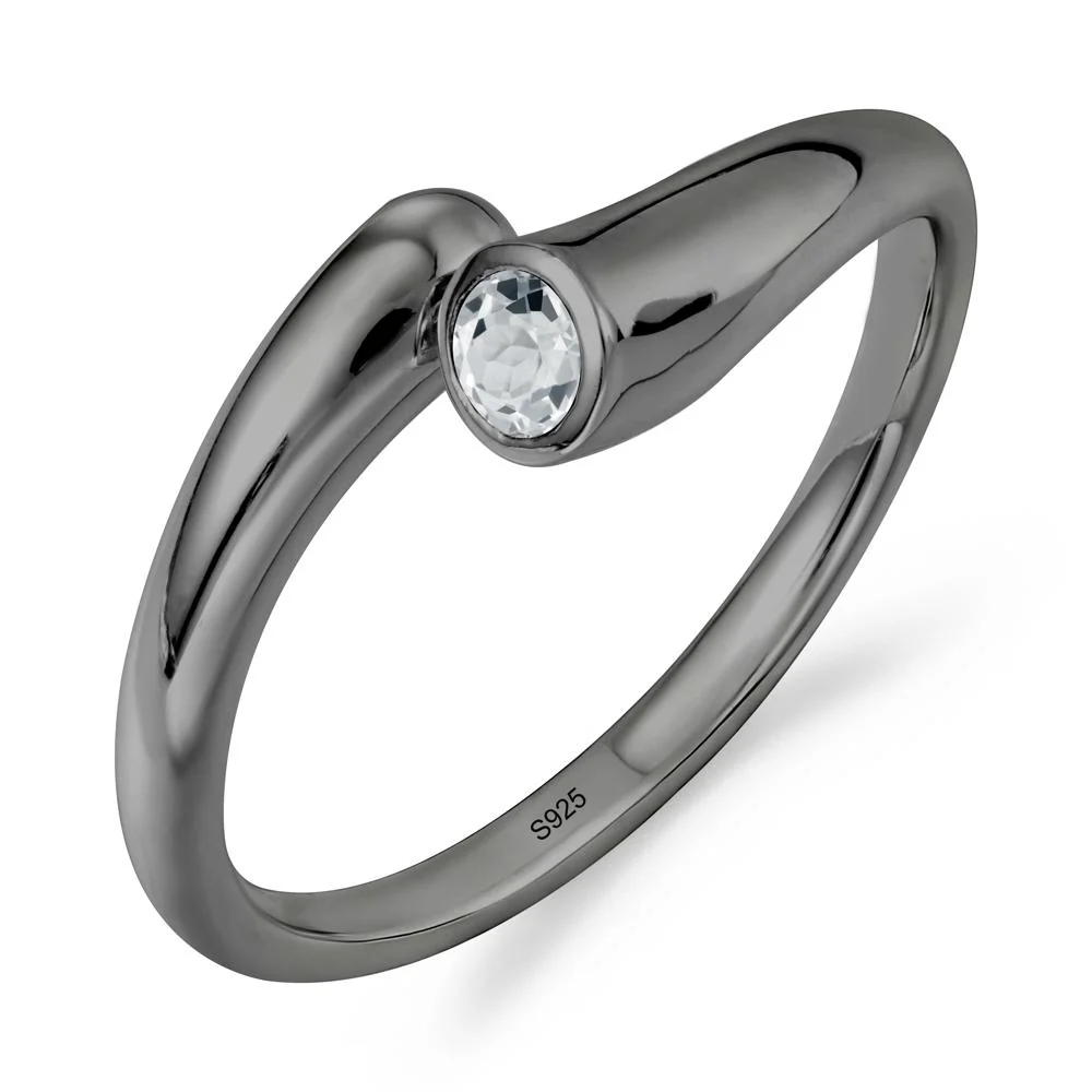 Simple Bypass White Topaz Ring