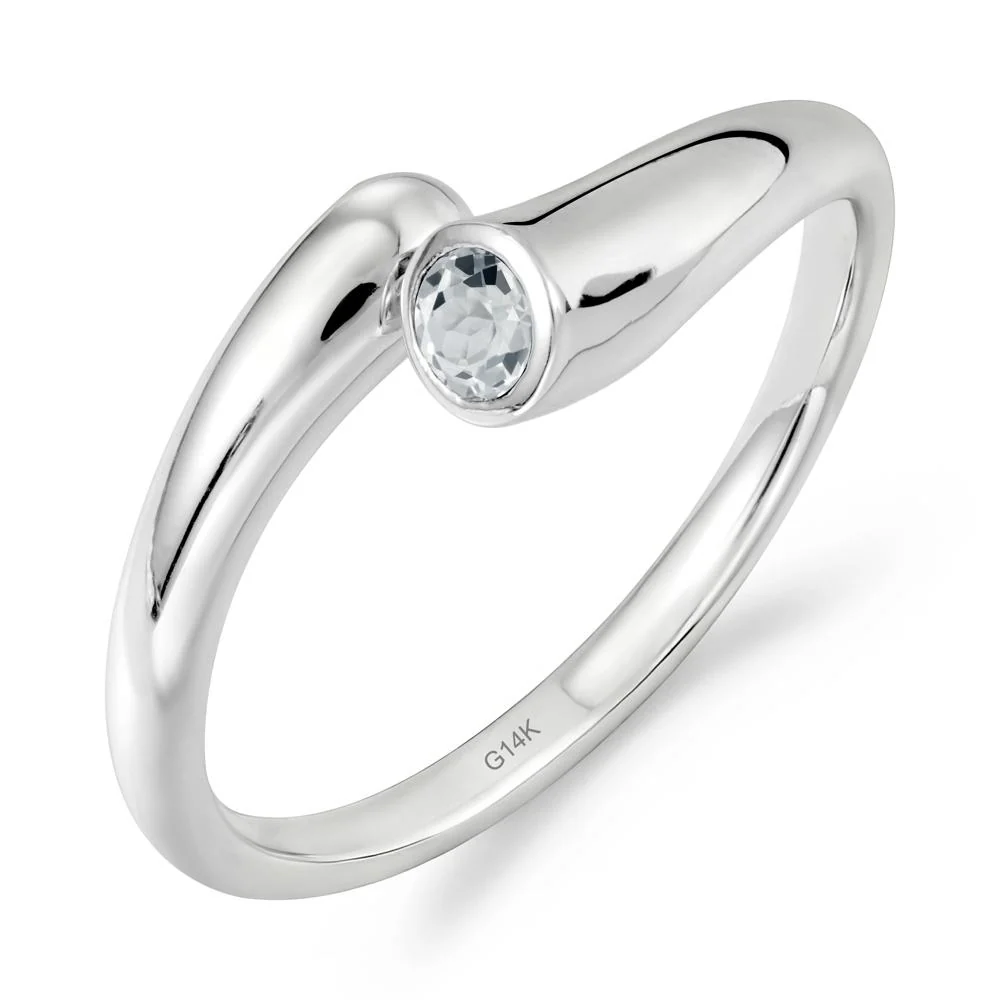 Simple Bypass White Topaz Ring - Image 3