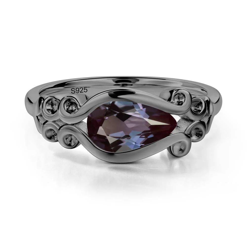 Pear Shaped Alexandrite Scroll Ring - Image 4