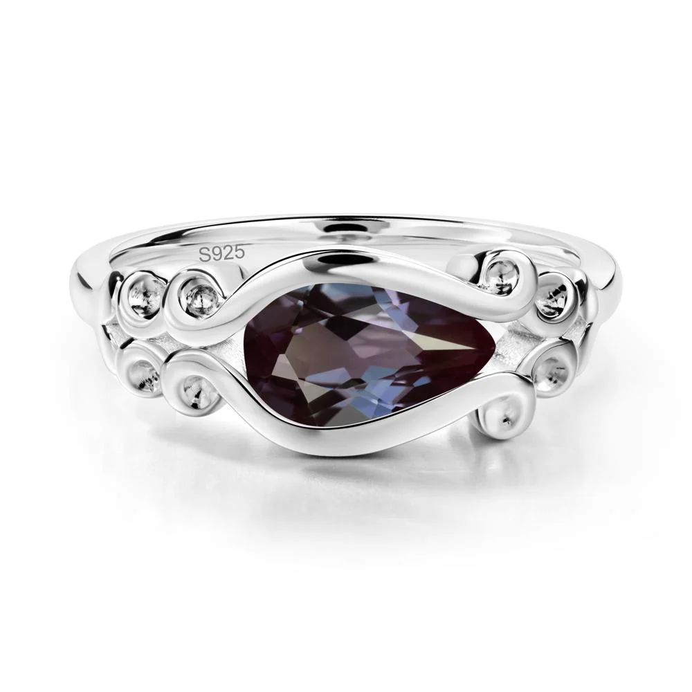 Pear Shaped Alexandrite Scroll Ring - Image 5