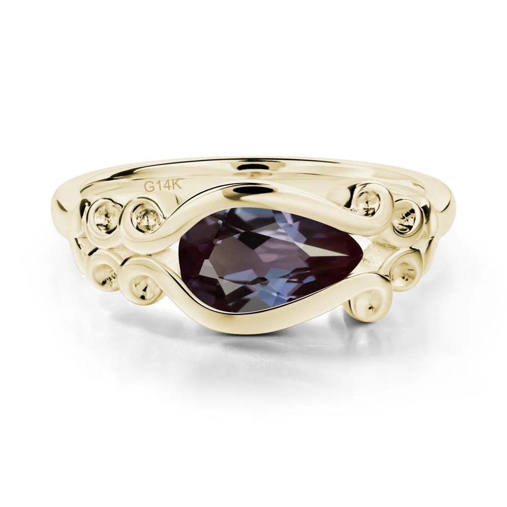 Pear Shaped Alexandrite Scroll Ring - Image 7