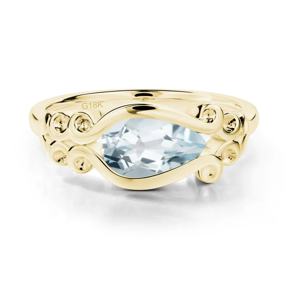 Pear Shaped Aquamarine Scroll Ring - Image 5