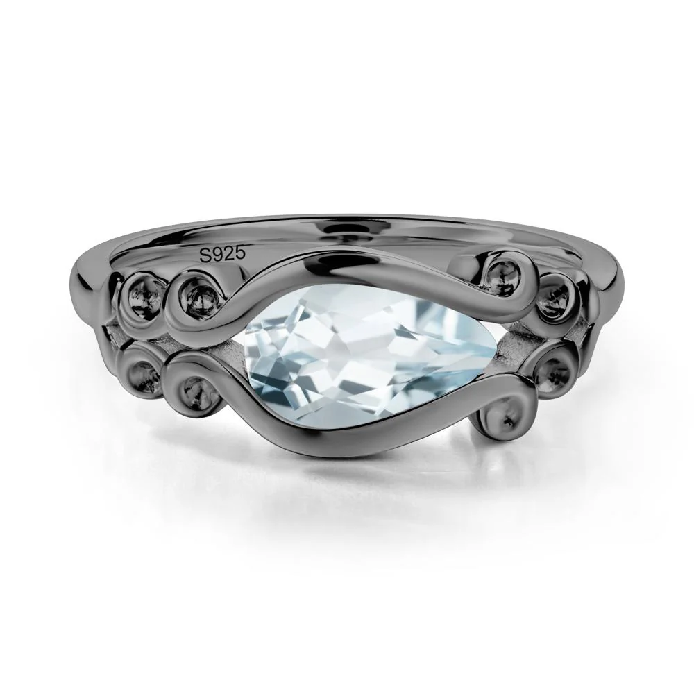 Pear Shaped Aquamarine Scroll Ring - Image 7