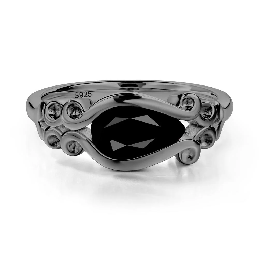 Black Spinel Scrollwork Ring - Image 9
