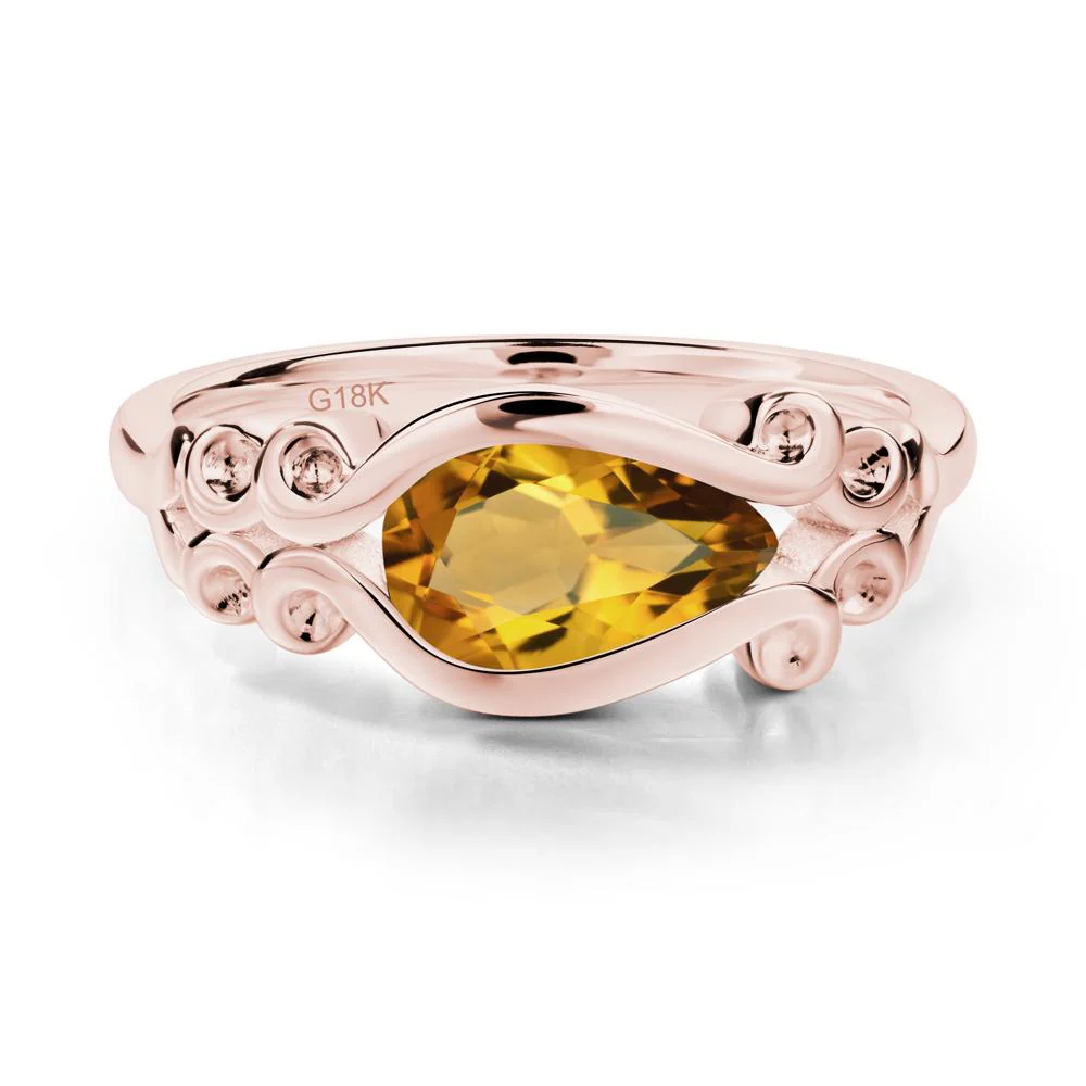 Pear Shaped Citrine Scroll Ring - Image 7