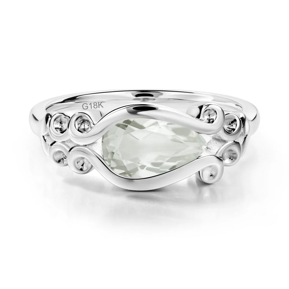 Green Amethyst Scrollwork Ring