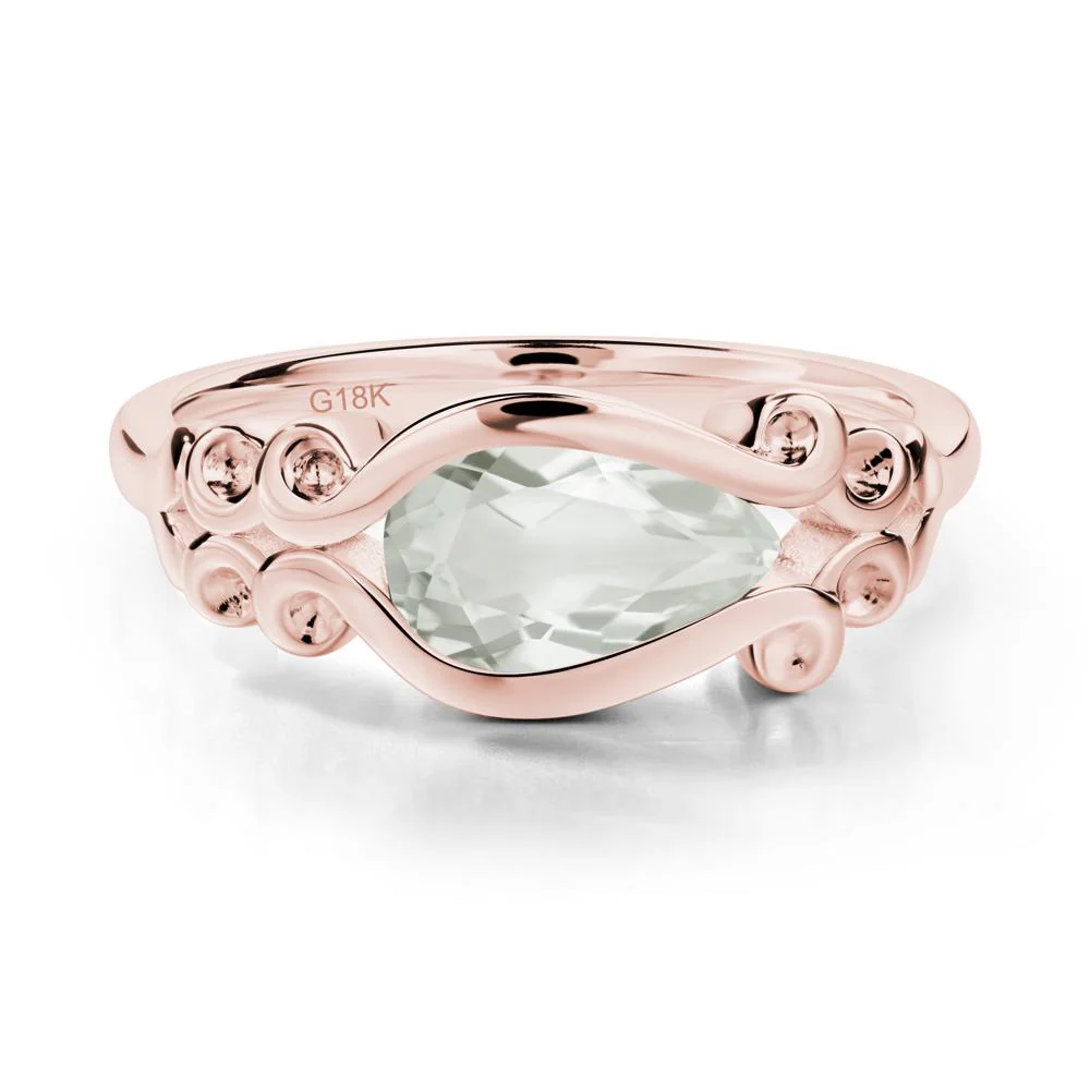 Green Amethyst Scrollwork Ring - Image 2