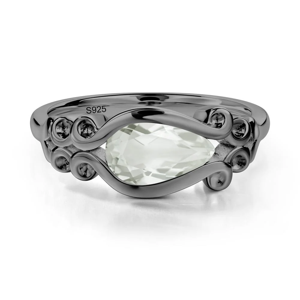 Green Amethyst Scrollwork Ring - Image 9