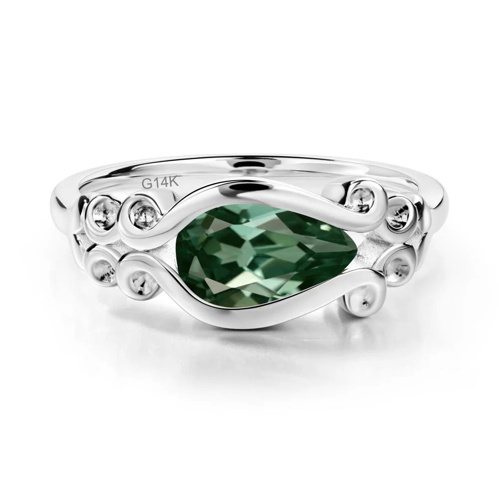 Pear Shaped Green Sapphire Scroll Ring - Image 7