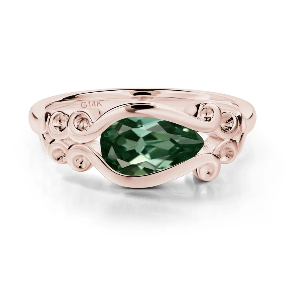 Pear Shaped Green Sapphire Scroll Ring - Image 9
