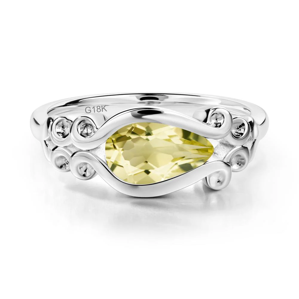 Lemon Quartz Scrollwork Ring