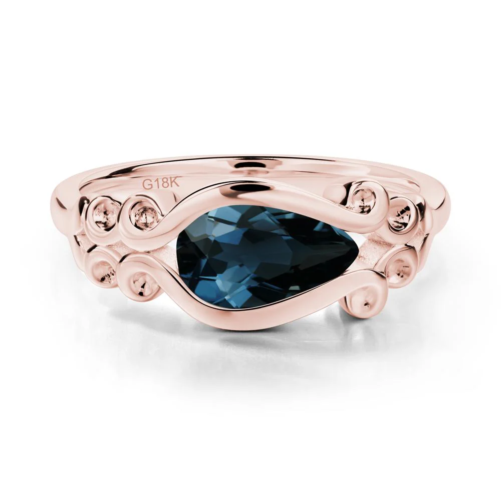 Pear Shaped London Blue Topaz Scroll Ring - Image 7