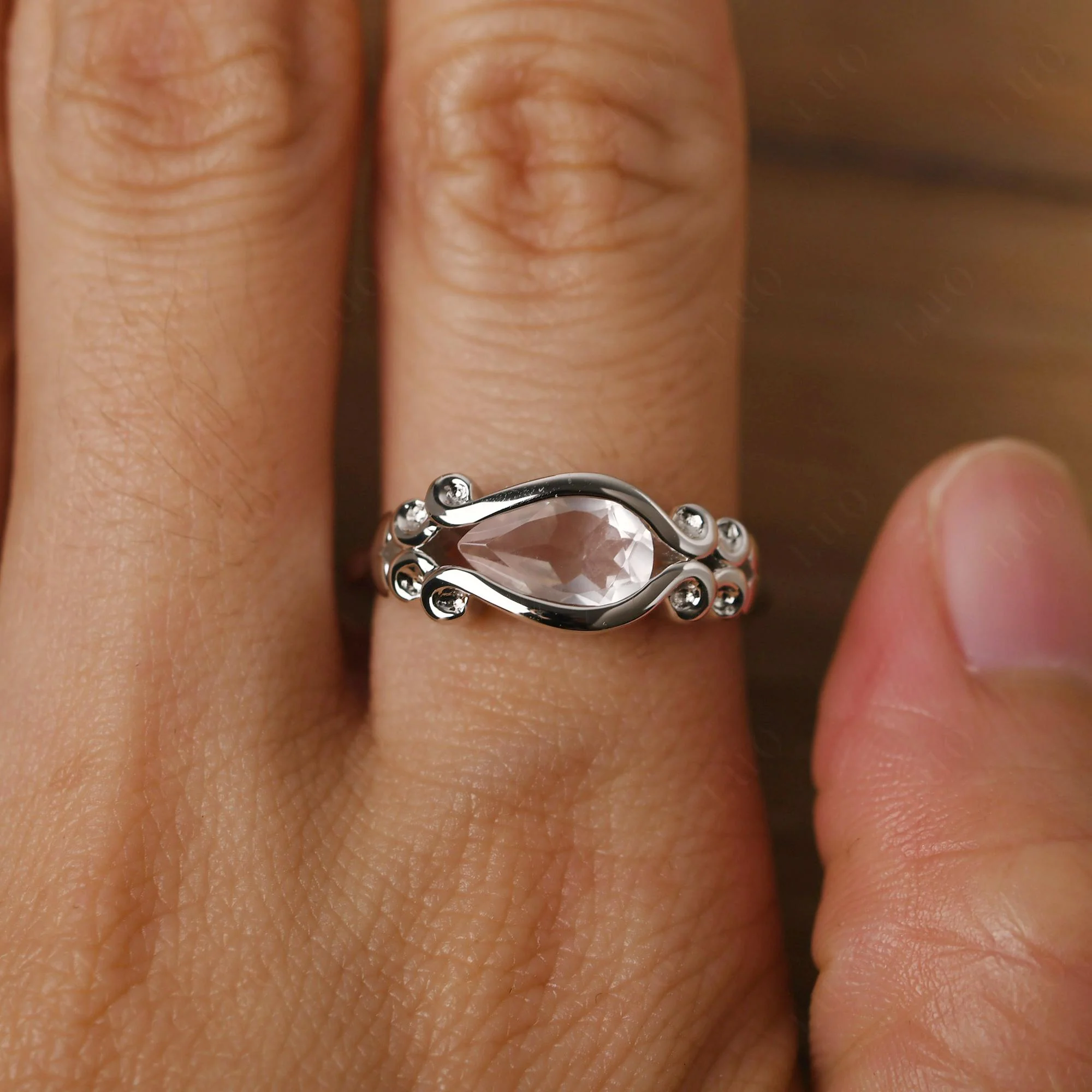 Rose Quartz Scrollwork Ring - Image 15