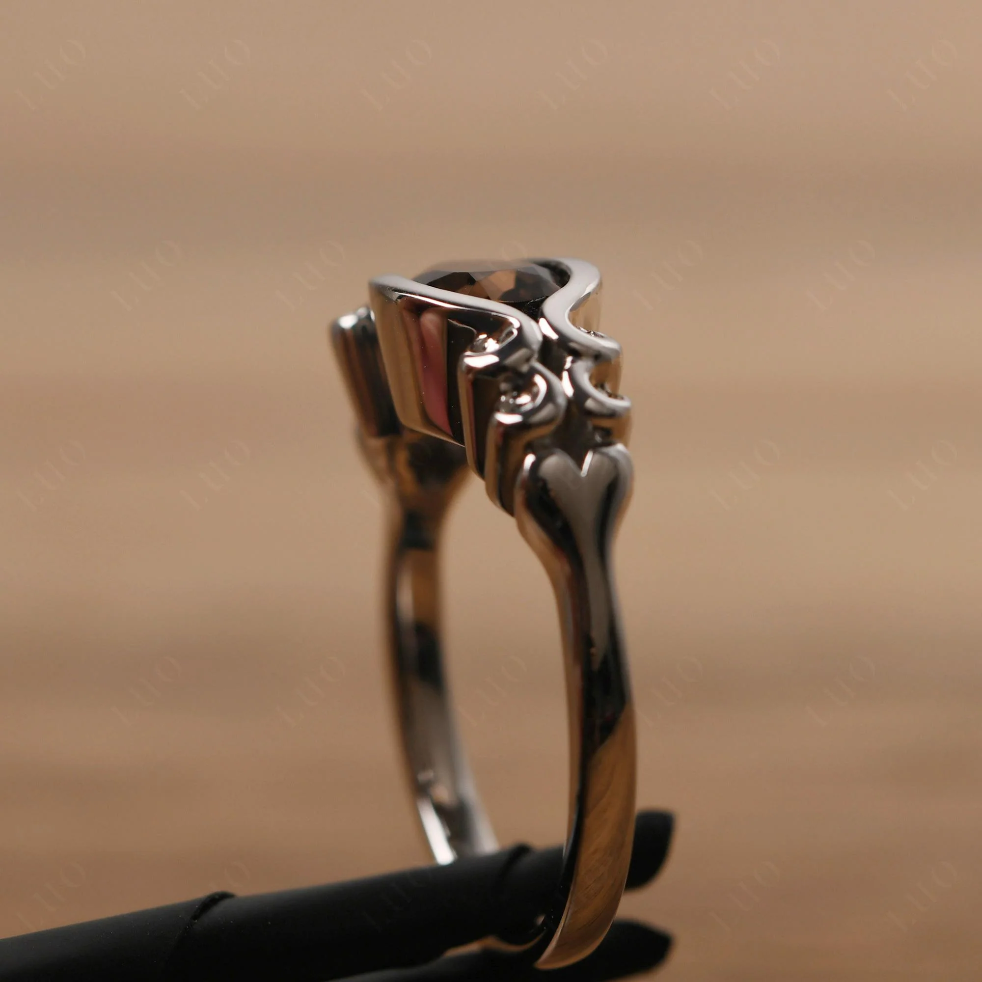 Pear Shaped Smoky Quartz Scroll Ring - Image 14