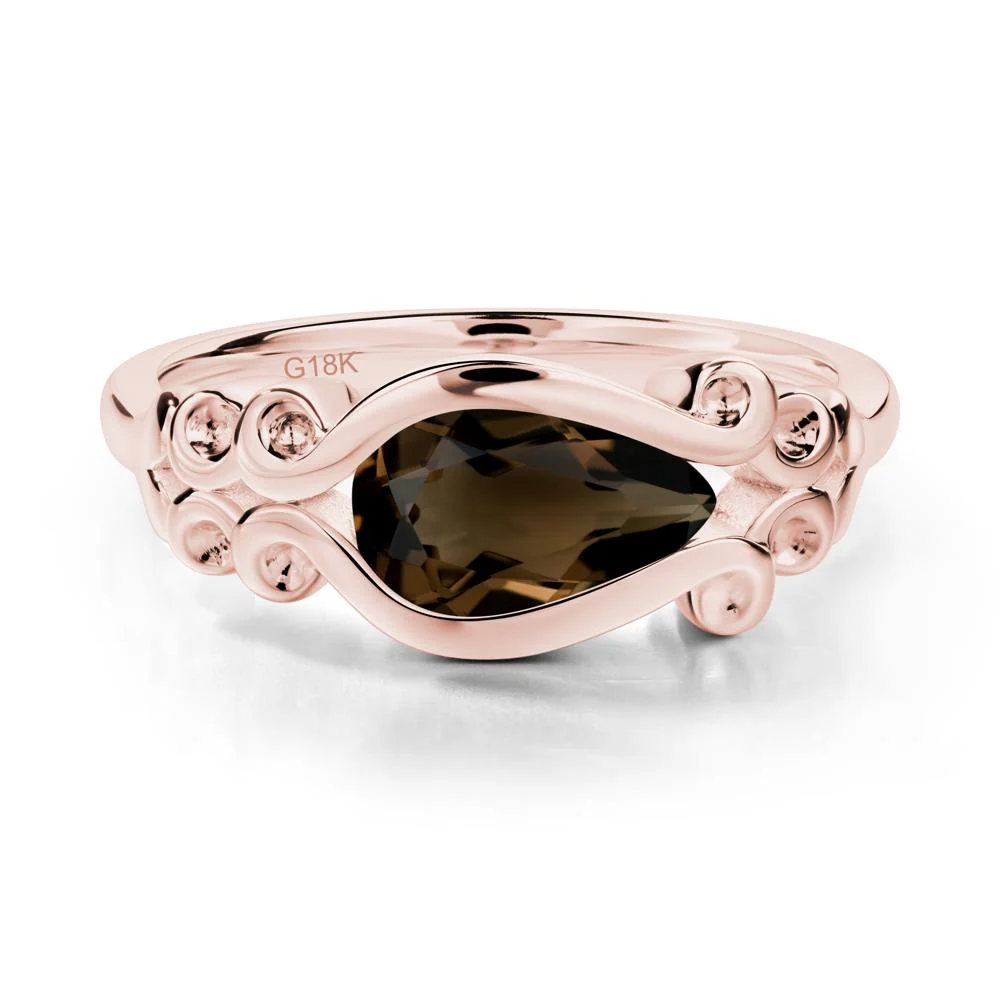 Pear Shaped Smoky Quartz Scroll Ring - Image 5