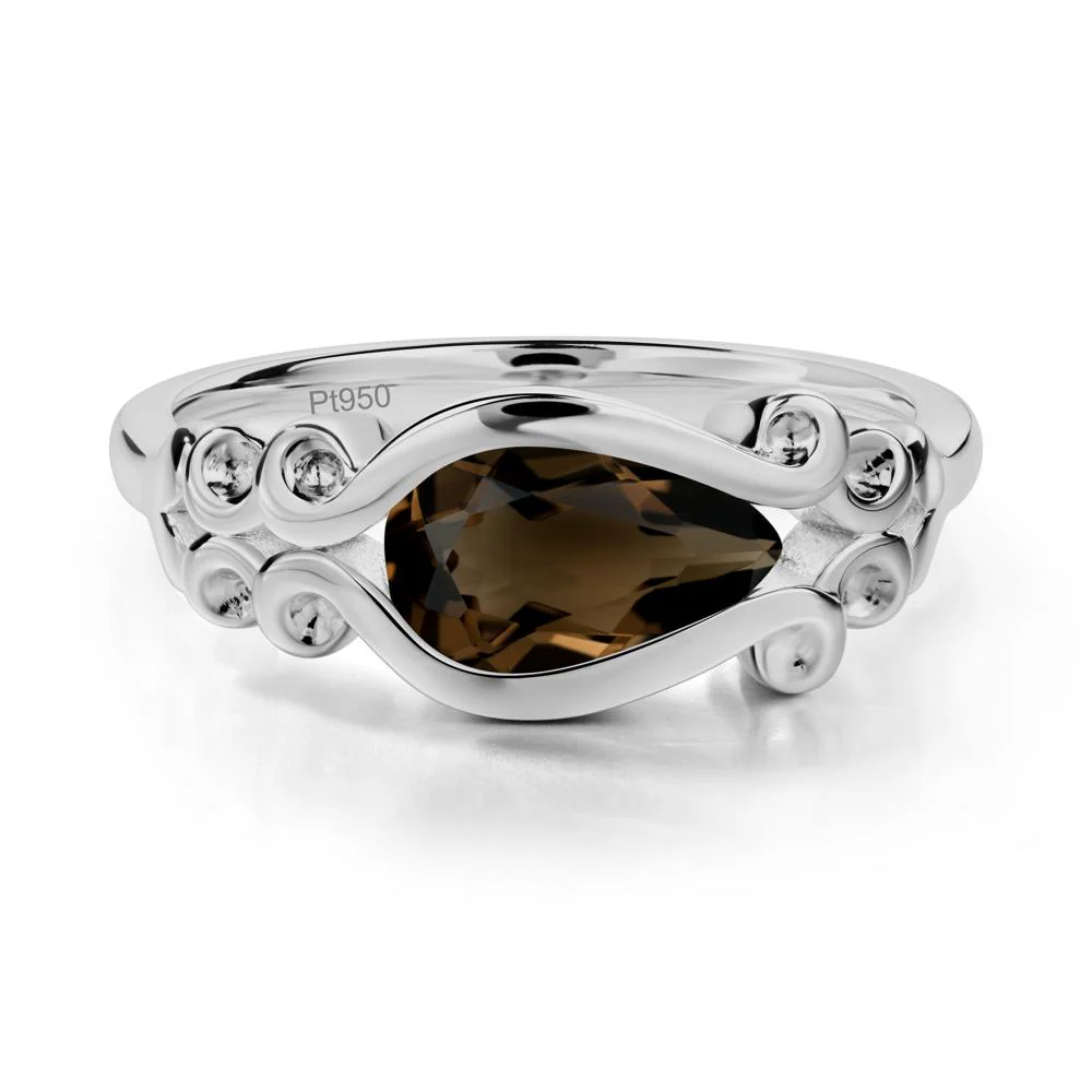 Pear Shaped Smoky Quartz Scroll Ring - Image 6